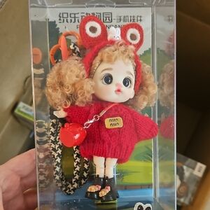 Red Knit Doll Keychain - Cute Kids Toy Accessory